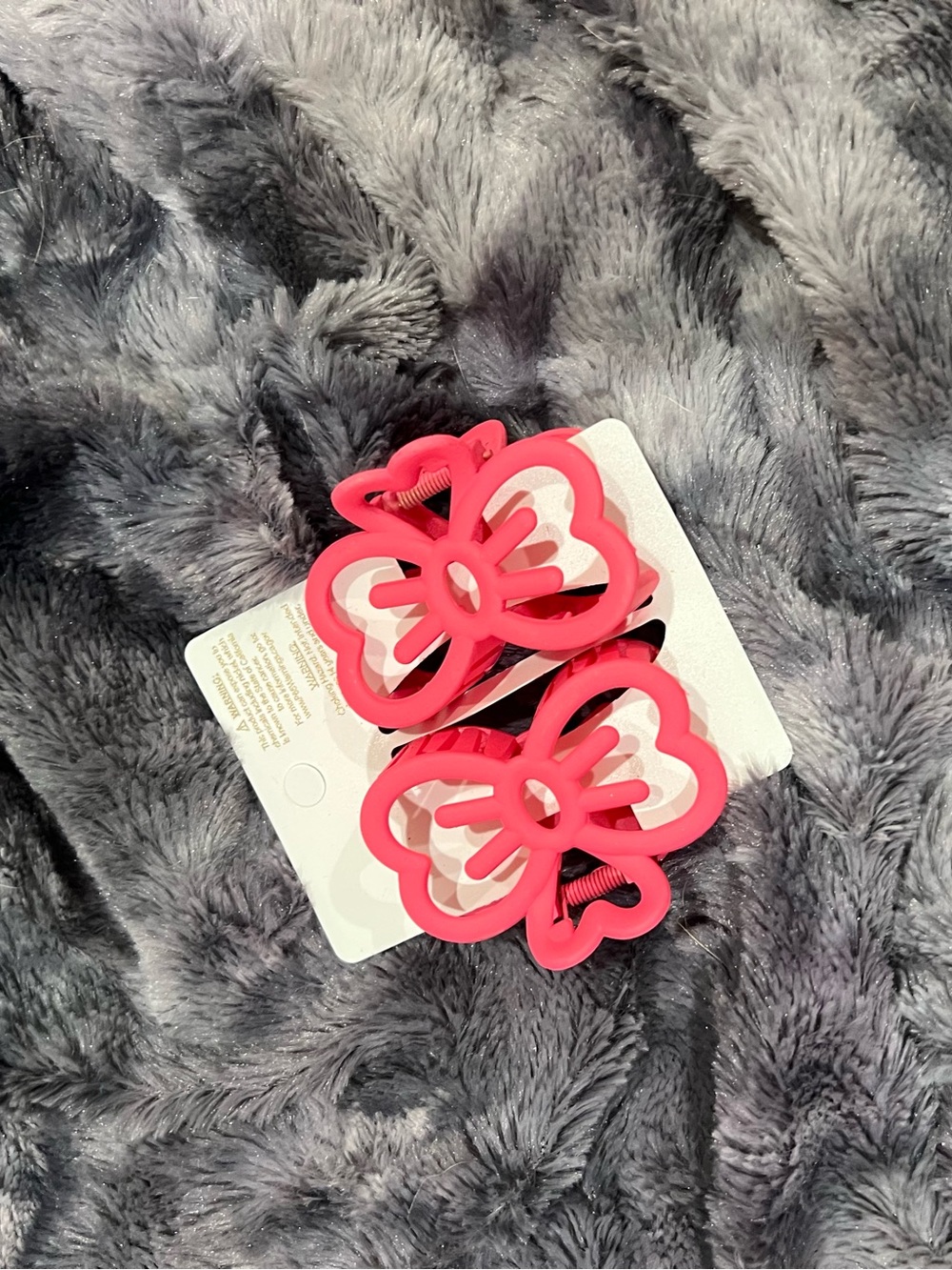 Pink Butterfly HK Hair Claw Clips - Set of 2 - Picture 2 of 3